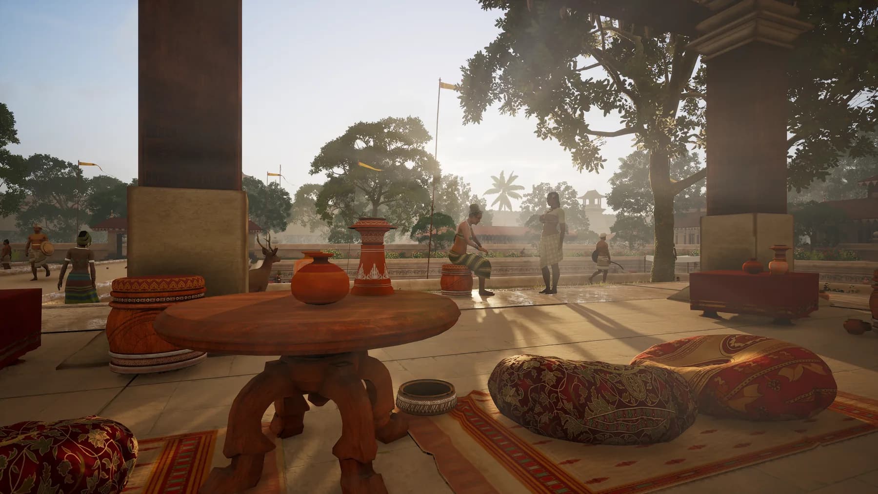 Sigiriya palace terrace reconstruction with morning light